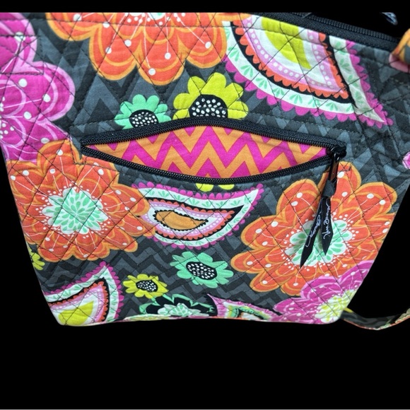 Vera Bradley Ziggy Zinnia Crossbody Purse Pink Orange Floral Chevron Retired - Picture 5 of 12